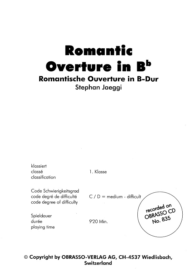 Romantische Ouverture in B-Dur (Romantic Overture in Bb) - klik hier