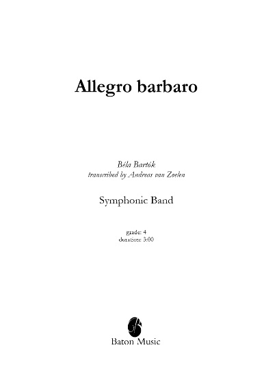 Allegro Barbaro (1911) - klik hier