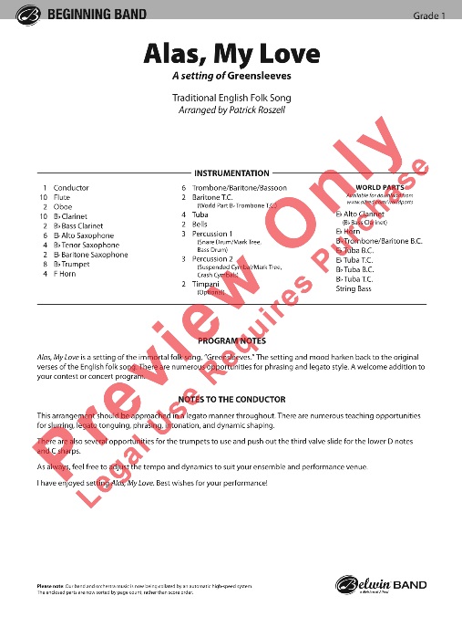Alas, My Love (A Setting of Greensleeves) - klik hier