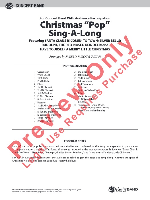 Christmas 'Pop' Sing Along (for Concert Band with Audience Participation) - klik hier
