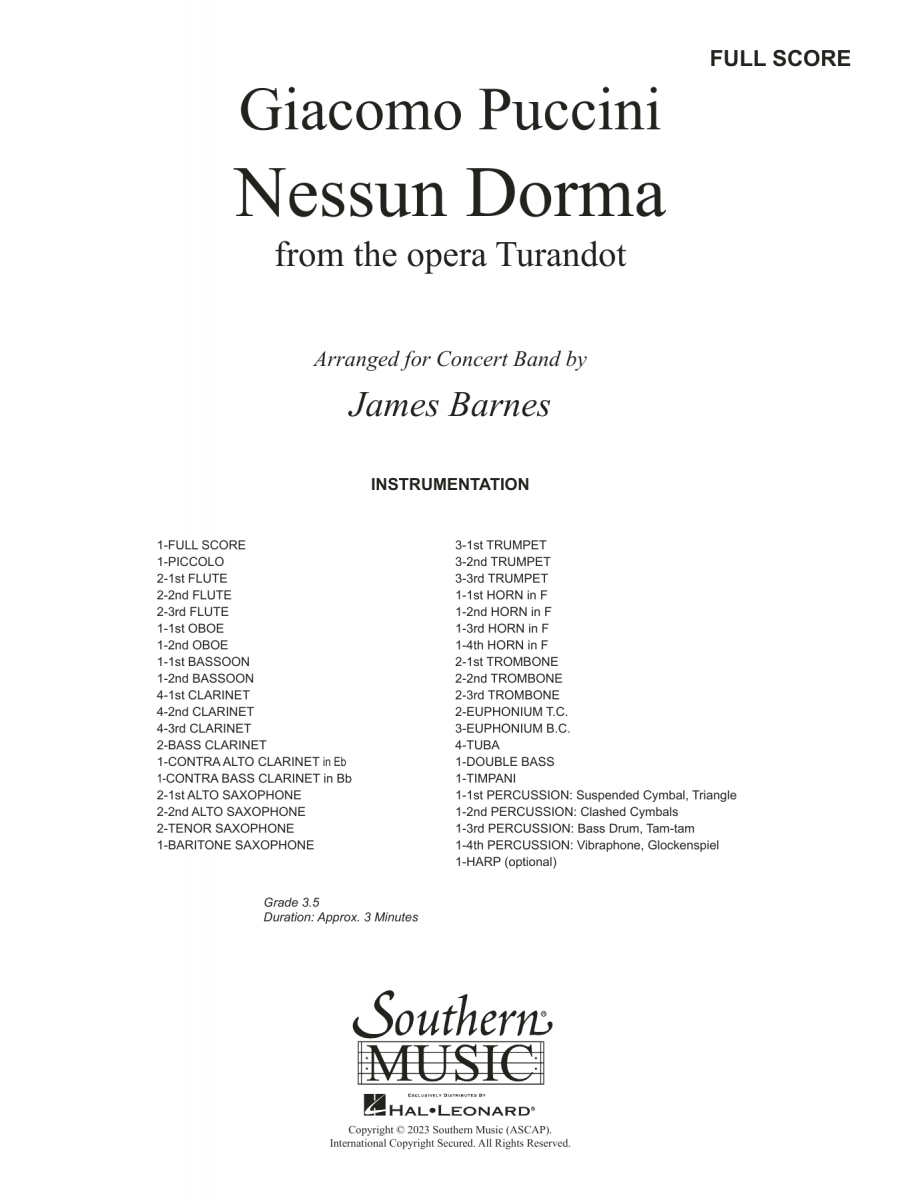 Nessun Dorma (from 'Turandot') - klik hier