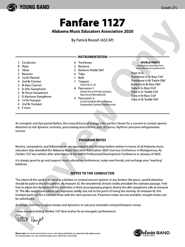 Fanfare 1127 (Alabama Music Educators Association 2020) - klik hier