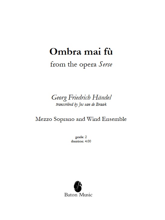 Ombra mai f (from the Opera Serse) - klik hier