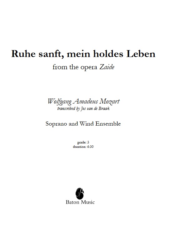 Ruhe sanft, mein holdes Leben (aus der Oper 'Das Serail') - klik hier