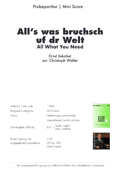 All's was bruchsch uf dr Welt (All What you Need) - klik hier