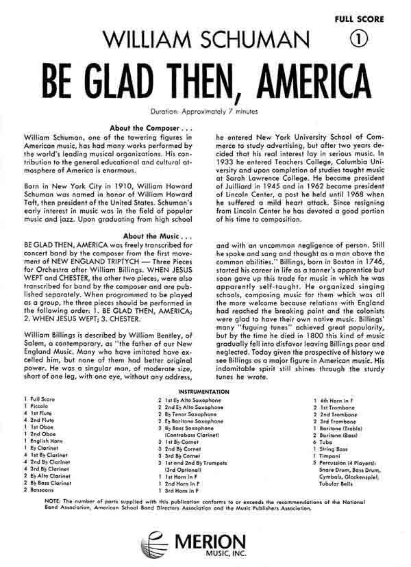 Be Glad Then, America (from: 1. Movement Of New England Triptych.) - klik hier