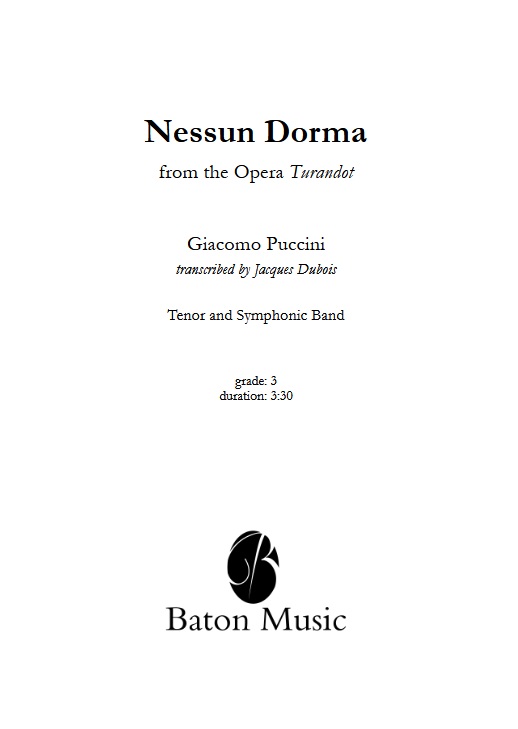 Nessun dorma (from the Opera 'Turandot') - klik hier