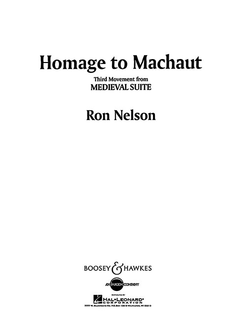 Homage to Machaut (Third Mvt. from 'Medieval Suite') - klik hier