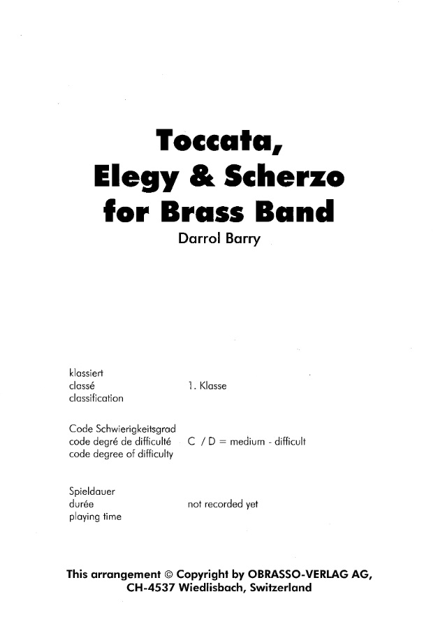 Toccata, Elegy and Scherzo For Brass Band - klik hier