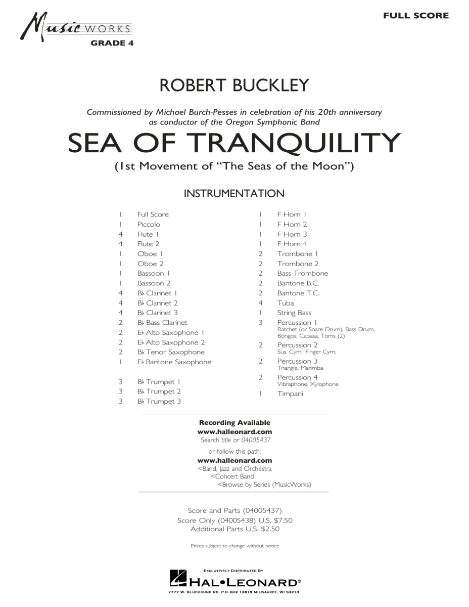 Sea of Tranquility (1st Movement of 'The Seas of the Moon') - klik hier
