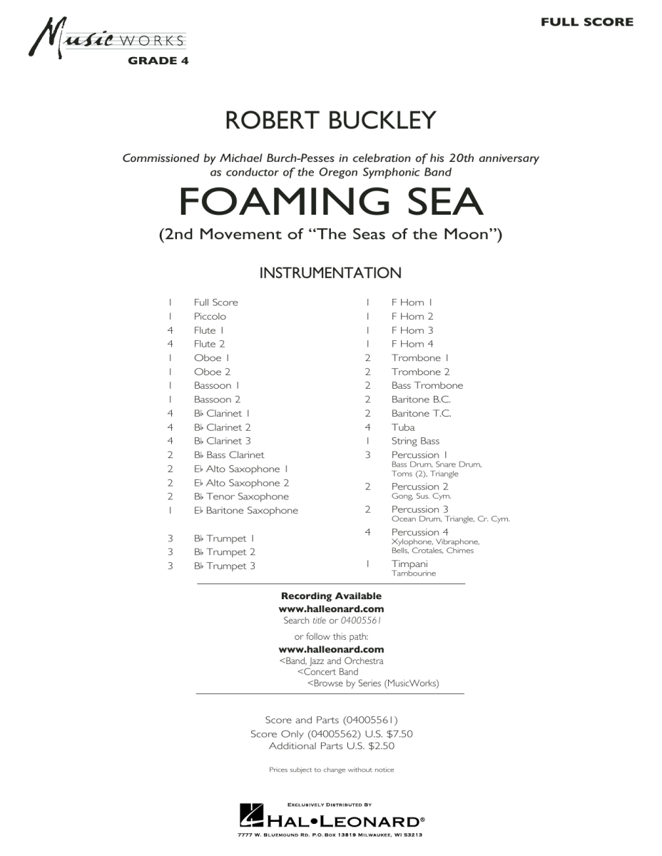Foaming Sea (2nd Movement of 'The Seas of the Moon') - klik hier