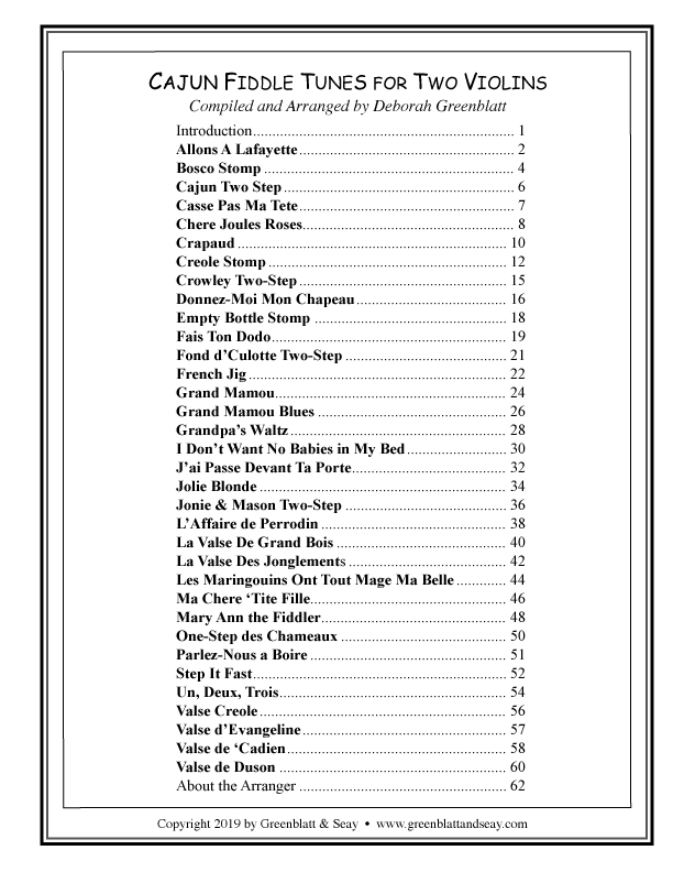 Cajun Fiddle Tunes for Two Violin - klik hier