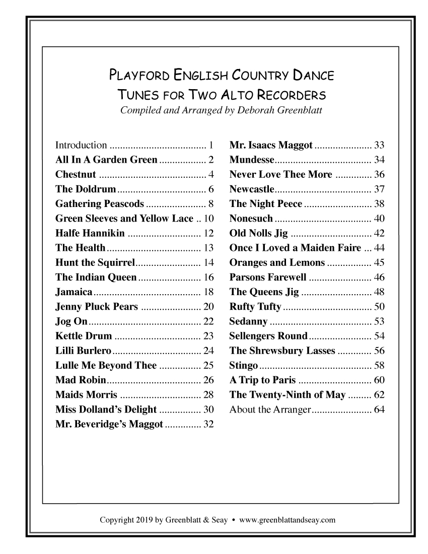 Playford English Country Dance Tunes for Alto Recorders - klik hier Playford English Country Dance Tunes for Alto Recorders - klik hier