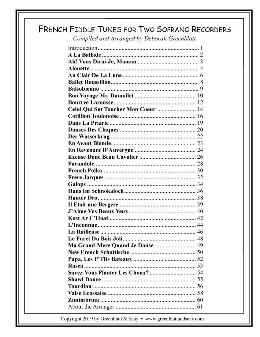 French Fiddle Tunes for Two Soprano Recorders - klik hier French Fiddle Tunes for Two Soprano Recorders - klik hier