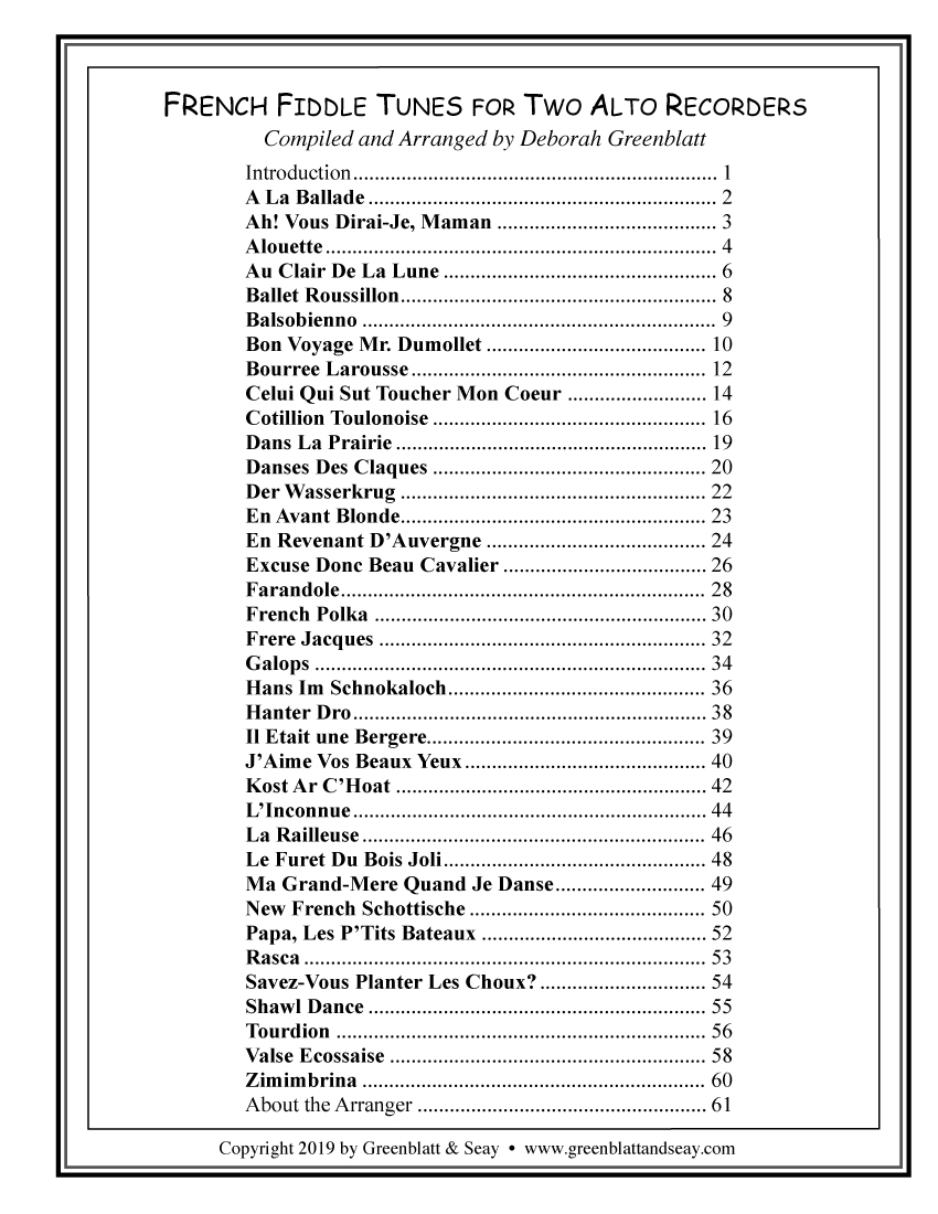 French Fiddle Tunes for Two Alto Recorders - klik hier French Fiddle Tunes for Two Alto Recorders - klik hier