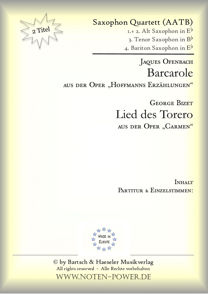 Barcarole / Lied des Torero - klik hier Barcarole / Lied des Torero - klik hier