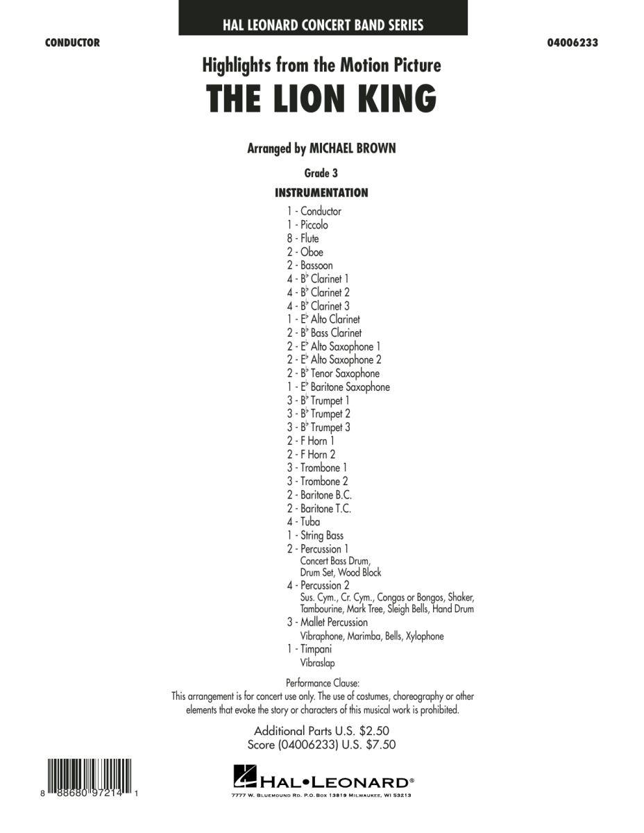 Lion King, The (Highlights from the Motion Picture) - klik hier