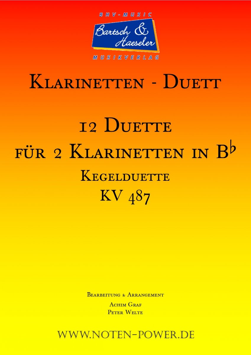 12 Duette fr zwei Klarinetten in Bb (Kegelduette) - klik hier