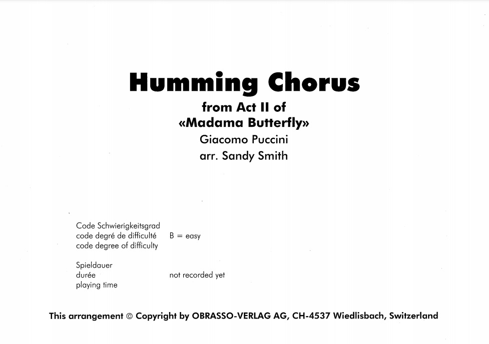 Humming Chorus (from 'Madame Butterfly') - klik hier