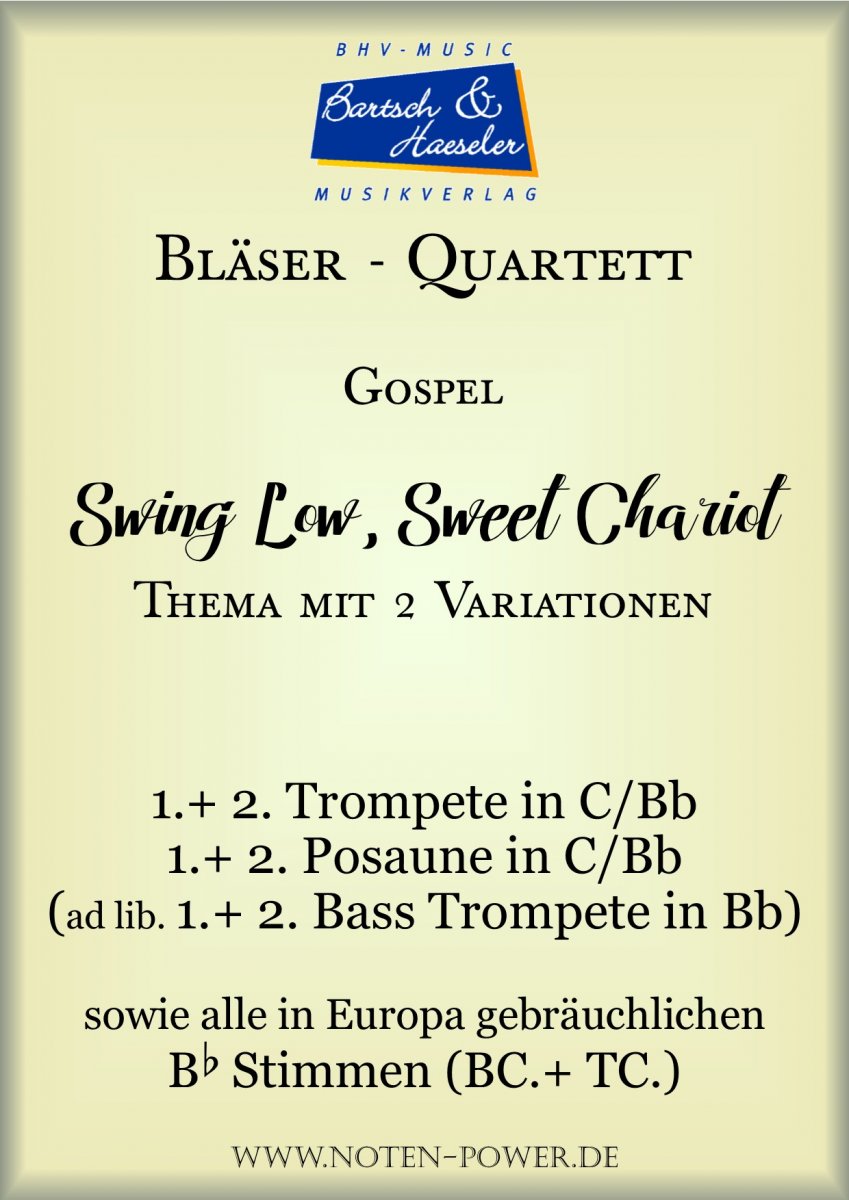 Swing Low, Sweet Chariot (Gospel) - klik hier Swing Low, Sweet Chariot (Gospel) - klik hier