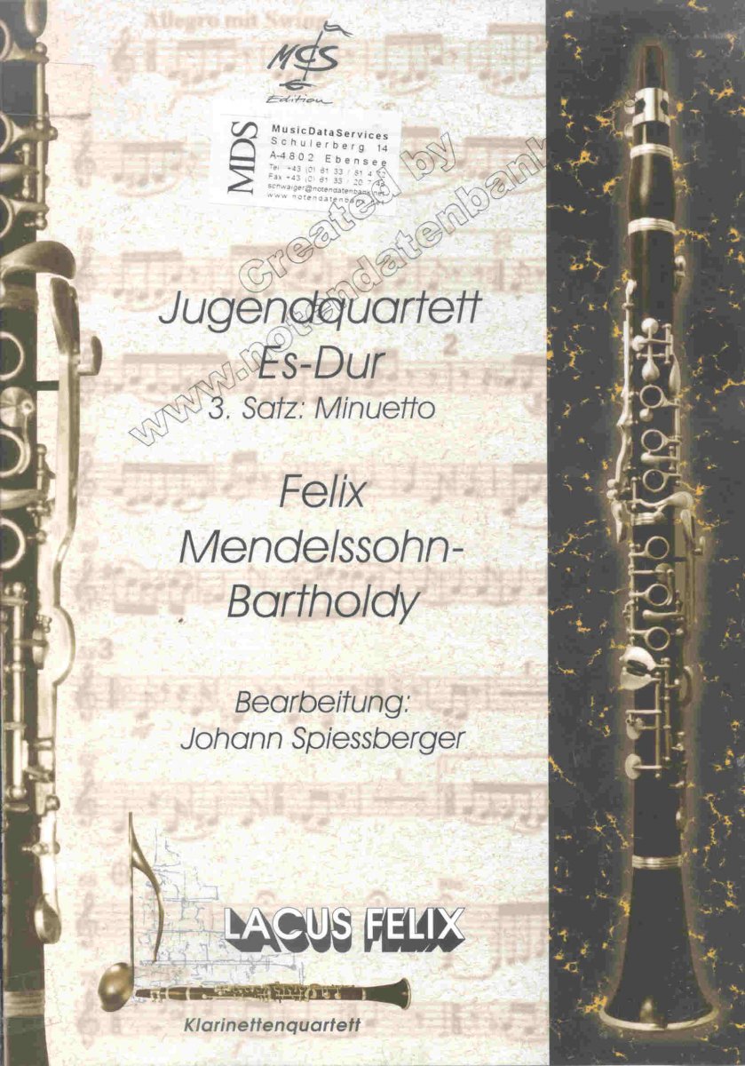 Jugendquartett Es-Dur / E-flat major (3.Satz Minuetto) (1823) - klik hier Jugendquartett Es-Dur / E-flat major (3.Satz Minuetto) (1823) - klik hier