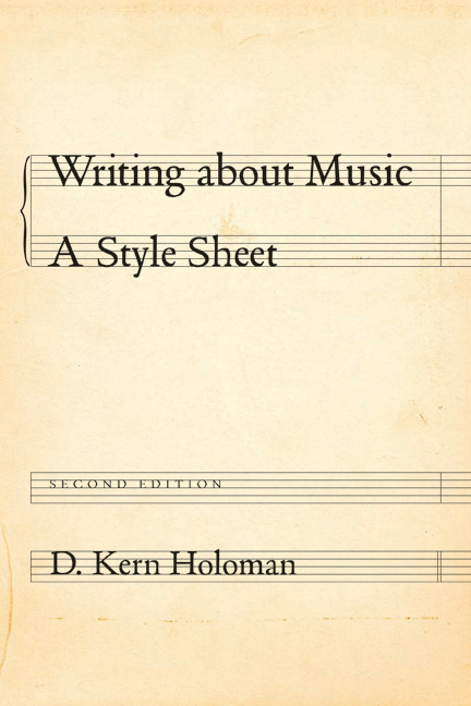 Writing about Music: A Style Sheet - klik hier
