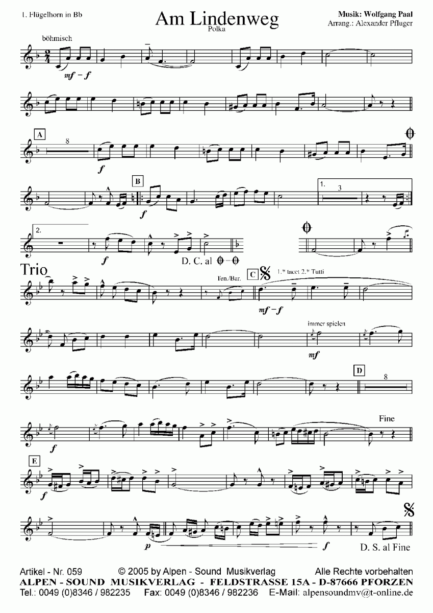 Am Lindenweg - Muzieknotatie-voorbeeld