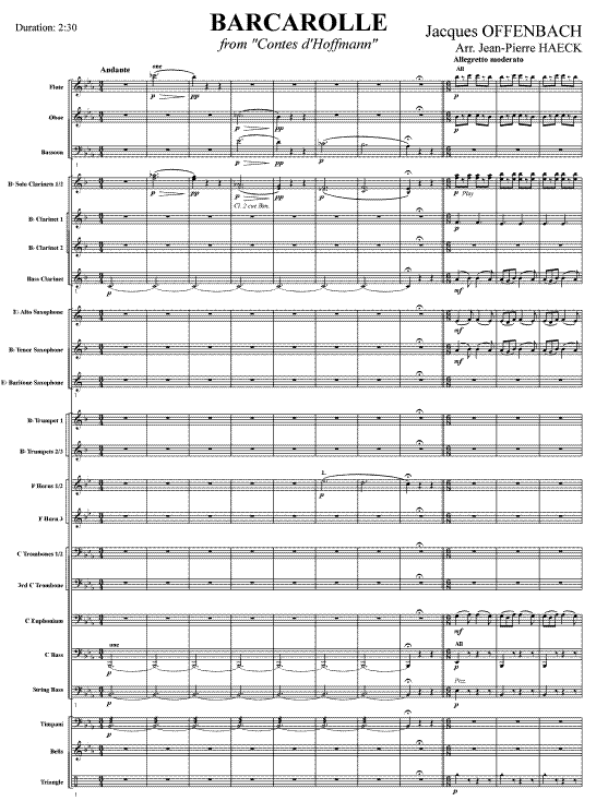 Barcarolle - Muzieknotatie-voorbeeld