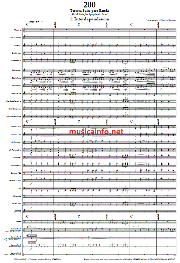 200 (3ª Suite para Banda) - Muzieknotatie-voorbeeld