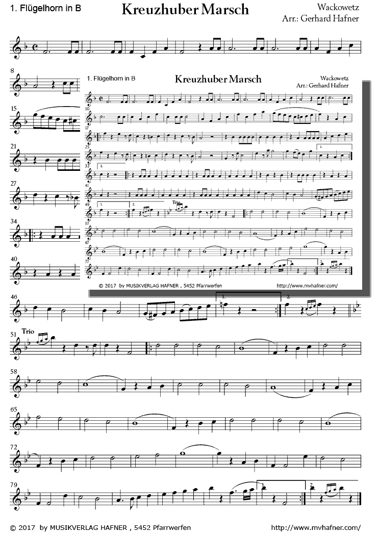 Kreuzhuber Marsch - Muzieknotatie-voorbeeld