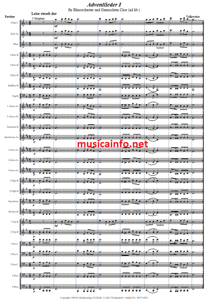Adventlieder I - Muzieknotatie-voorbeeld