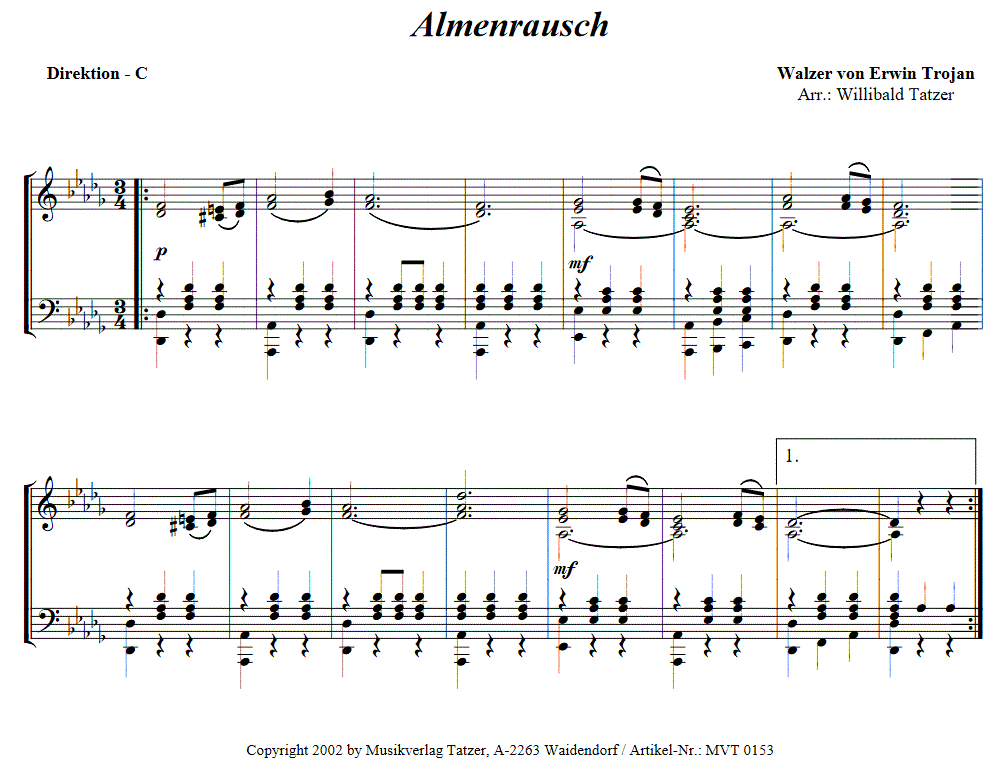 Almenrausch - Muzieknotatie-voorbeeld