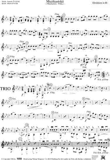 Muzikantska (Musikanten Polka) - Muzieknotatie-voorbeeld