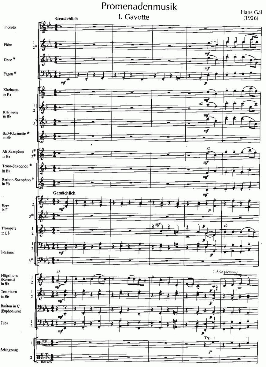 Promenadenmusik für Blasorchester - Muzieknotatie-voorbeeld