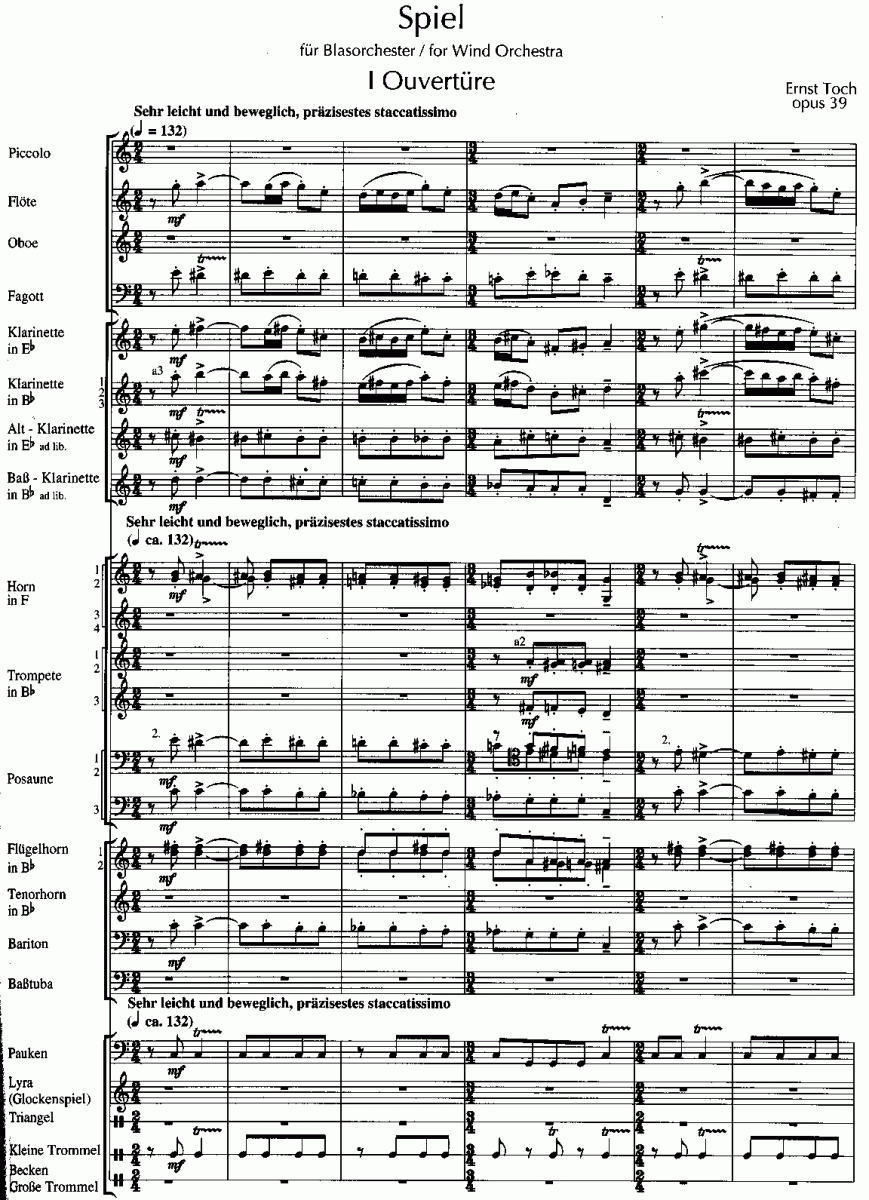 Spiel für Blasorchester - Muzieknotatie-voorbeeld
