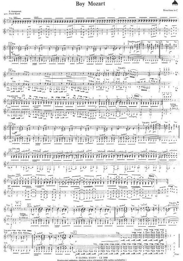 Boy Mozart - Muzieknotatie-voorbeeld