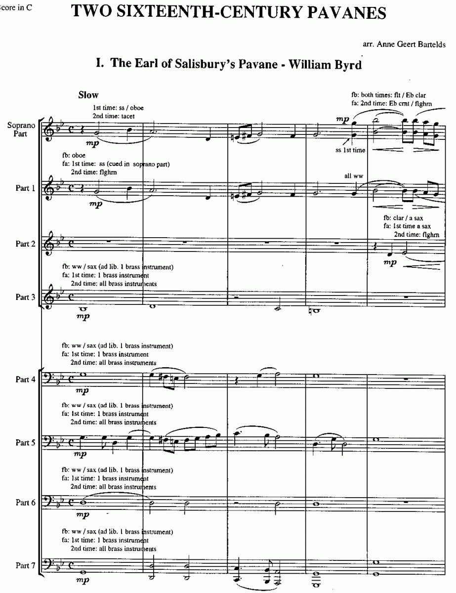 2 16th-Century Pavanes (Two) - Muzieknotatie-voorbeeld