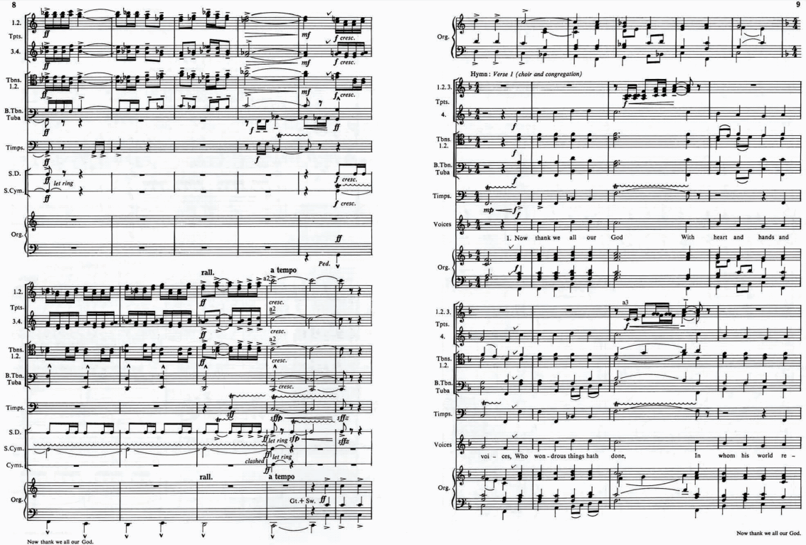 Now thank we all our God (#1 of 'Two Hymns of Praise') - Muzieknotatie-voorbeeld